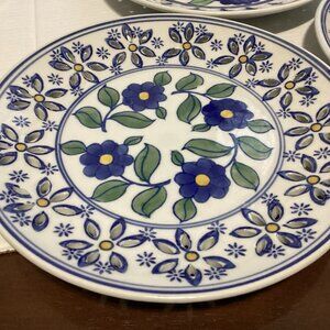 Vintage Porcelain Serving Plate Platter Floral Pattern Pierced 1950's ~Set of 3